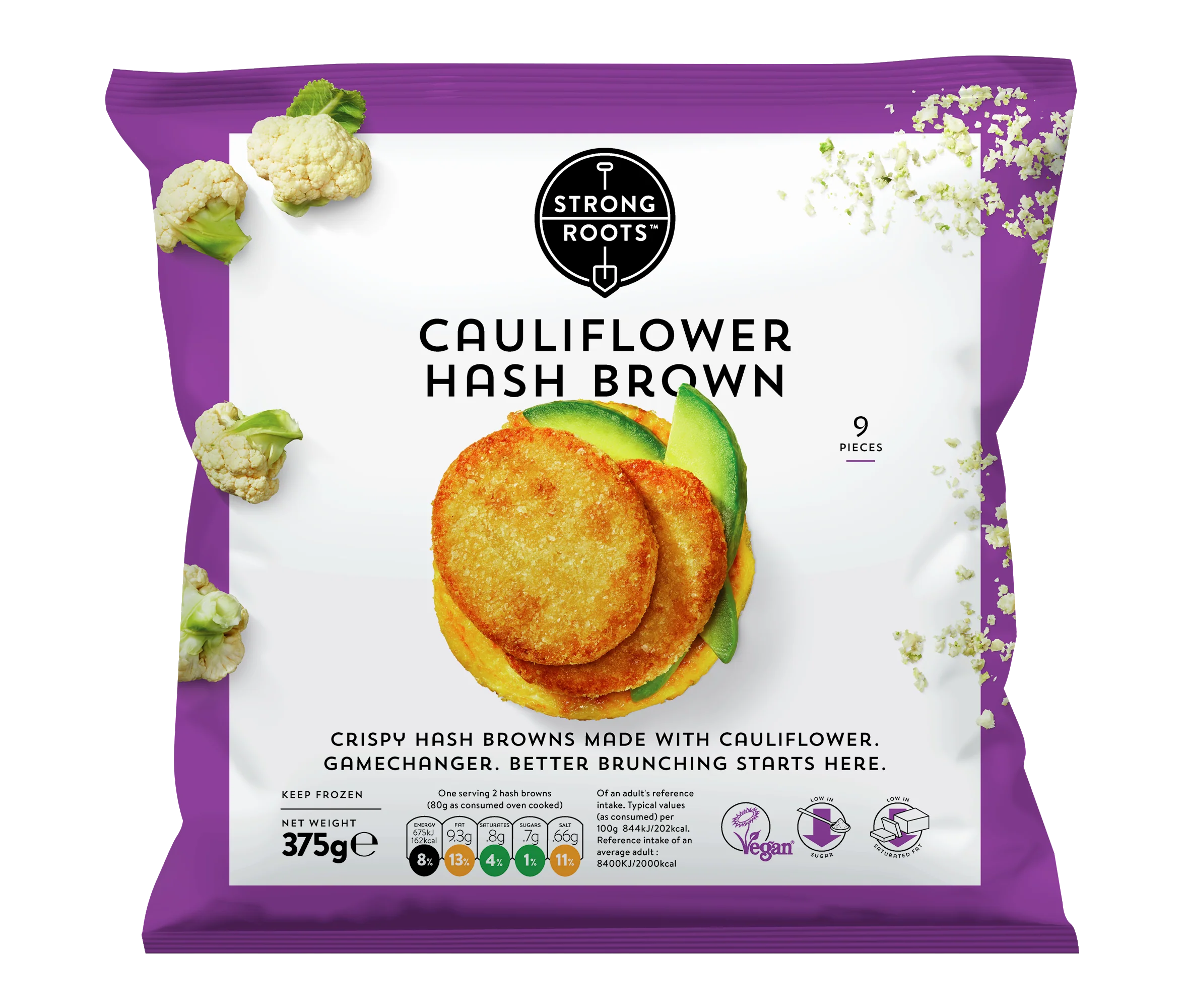 STRONG ROOTS Cauliflour Hash Browns 375gr (Frozen)