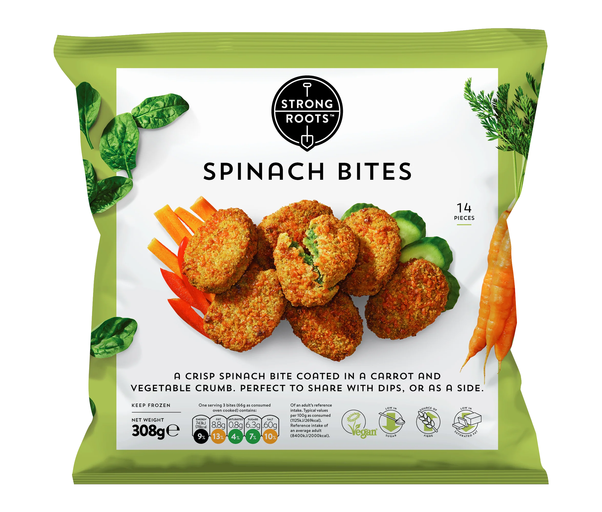 STRONG ROOTS Spinach Bites 308gr (Frozen)