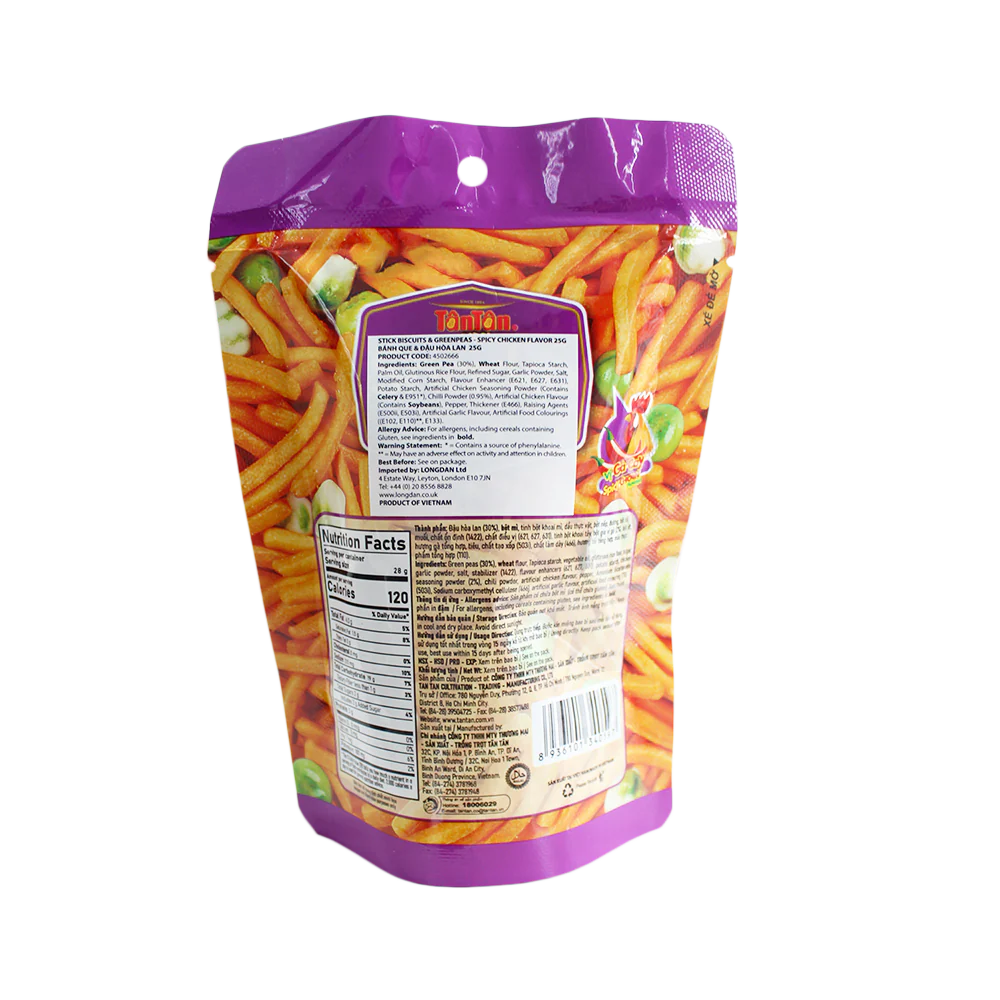 Tan Tan Stick Biscuits & Greenpeas - Spicy Chicken Flavor 25G - Image 2