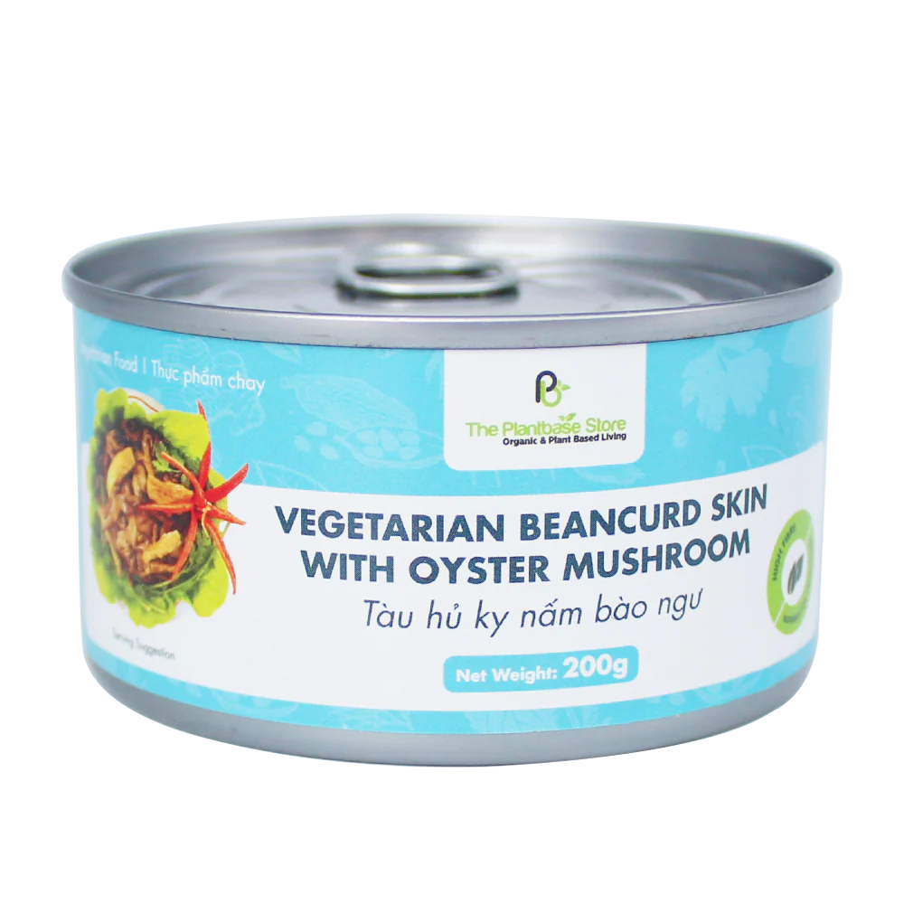 The Plantbase Store Canned Vegetarian Beancurd Skin With Oyster Mushroom 200g