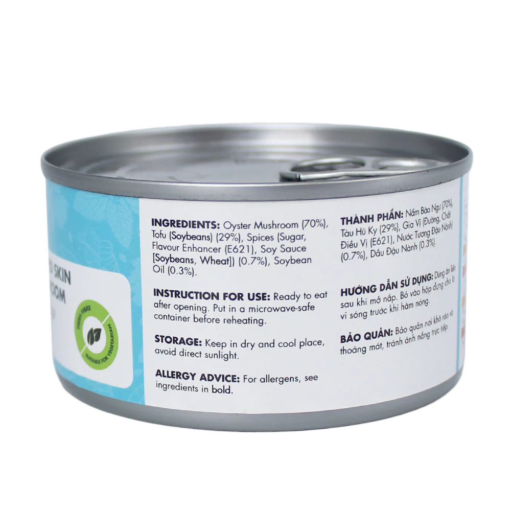 The Plantbase Store Canned Vegetarian Beancurd Skin With Oyster Mushroom 200g (Case 12) - Image 4