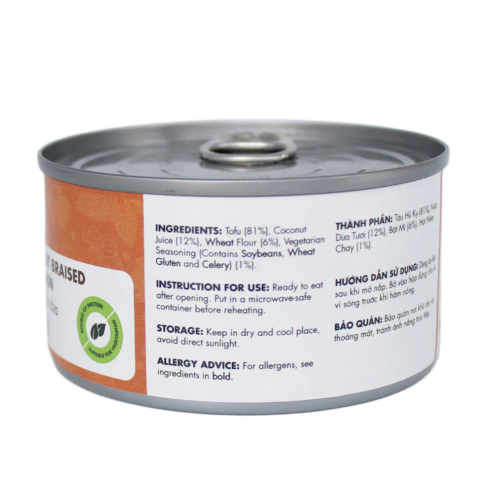 The Plantbase Store Canned Vegetarian Coconut Braised Beancurd Skin 200g (Case 12) - Image 3