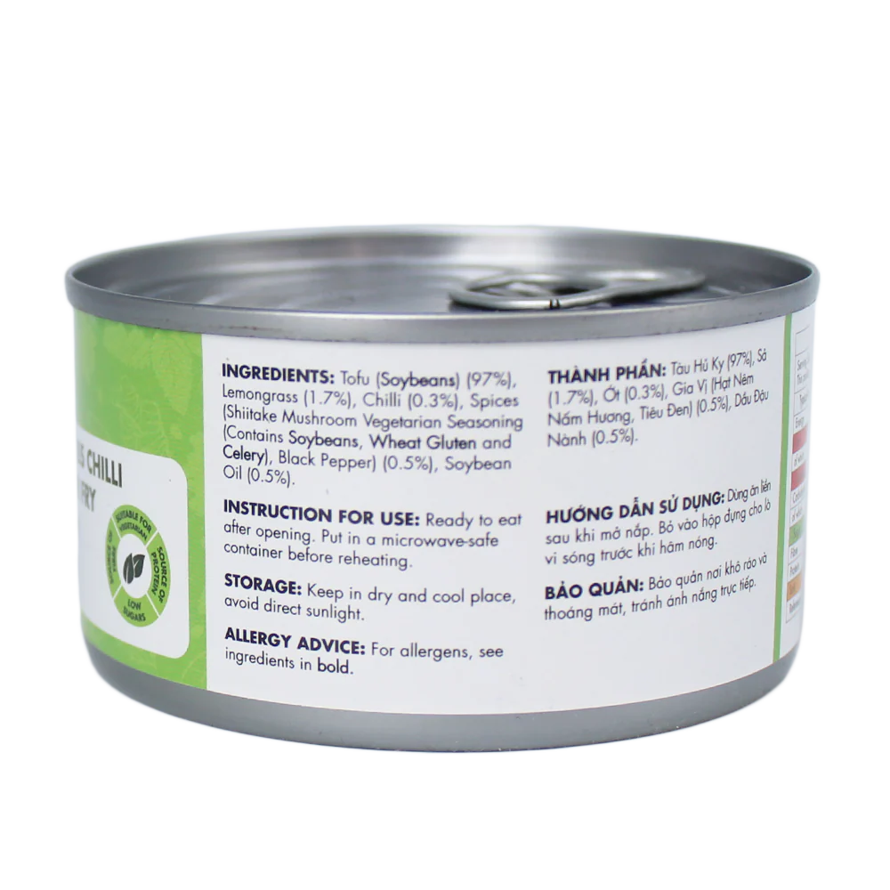 The Plantbase Store Canned Vegetarian Lemongrass Chilli Beancurd Skin Stir Fry 200g (Case 12) - Image 3