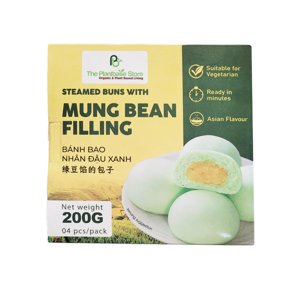 THE PLANTBASE STORE Steamed Buns With Mung Bean Filling (4pcs) 200g (Frozen)