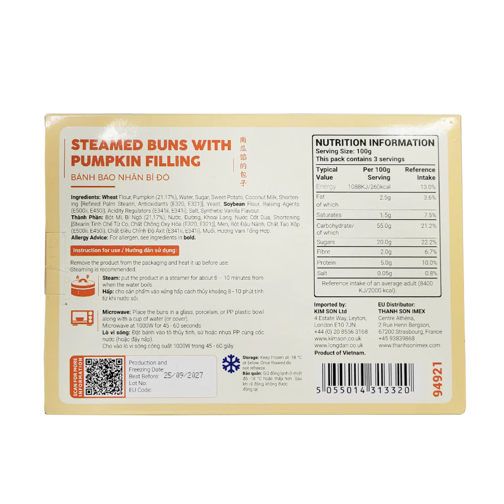 THE PLANTBASE STORE Steamed Buns With Pumpkin Filling (4pcs) 300g (Frozen) - Image 2