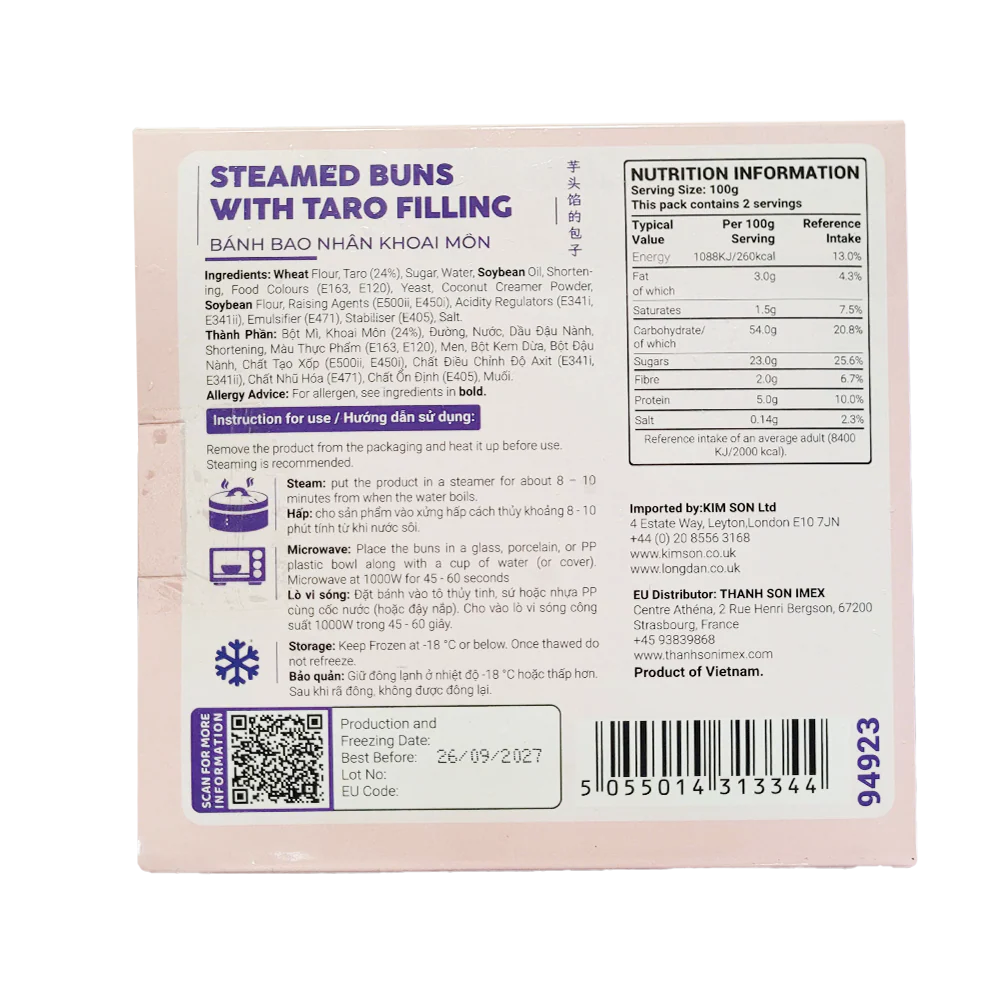 THE PLANTBASE STORE Steamed Buns With Taro Filling (4pcs) 200g (Frozen) - Image 2