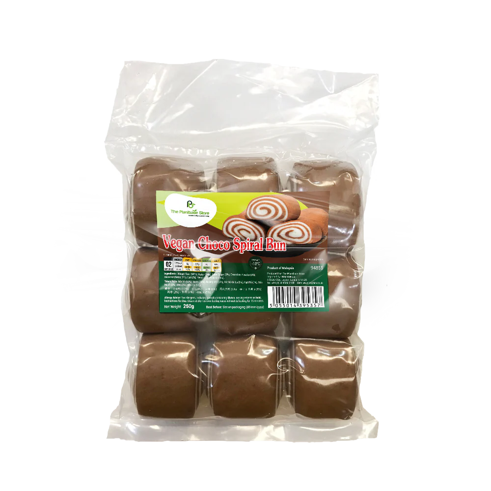 The Plantbase Store Vegan Choco Spiral Bun 250G (Frozen)