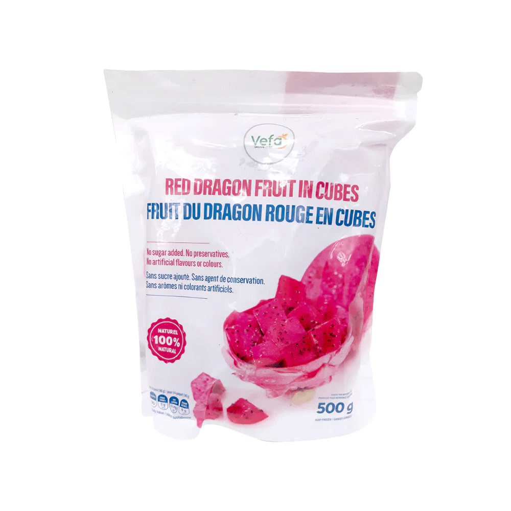 VEFA Frozen Red Dragon Fruit In Cubes 500g (Frozen)