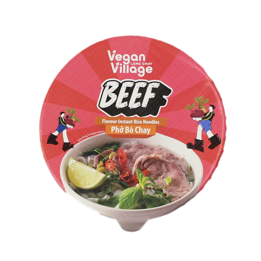 Vegan Village Beef Flavour Instant Rice Noodles Bowl 70g (Case 12)