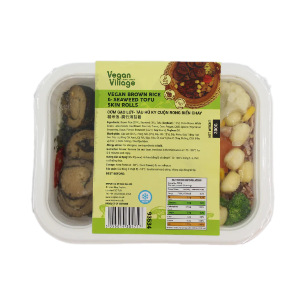 Vegan Village Brown Rice & Seaweed Tofu Skin Rolls 300G (Frozen)