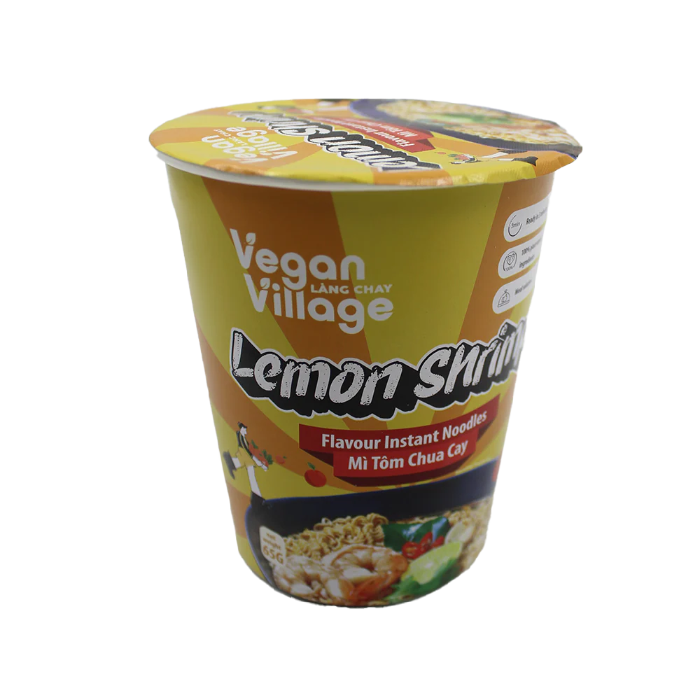 Vegan Village Lemon Shrimp Flavour Instant Noodles Cup 65g (Case 12) - Image 3