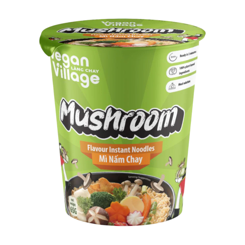 Vegan Village Mushroom Flavour Instant Noodles Cup 65g (Case 12)