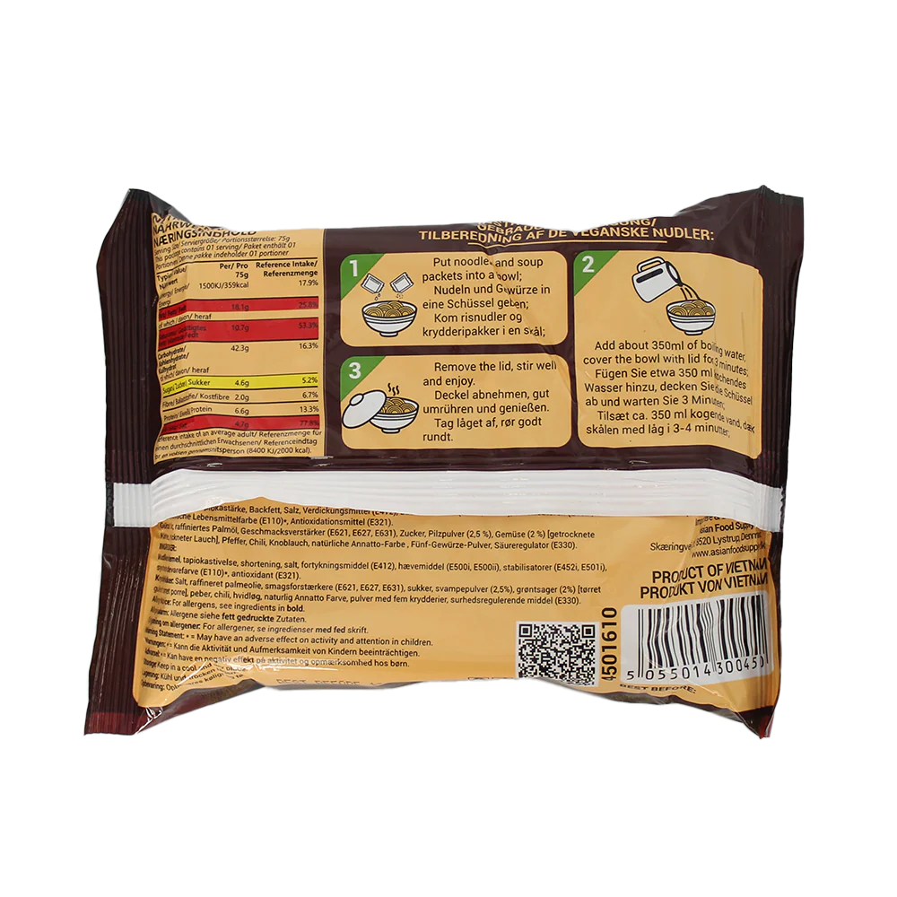 VEGAN VILLAGE Vegan Instant Noodles Vegetable & Mushroom Flavour 70g (Case 30) - Image 3