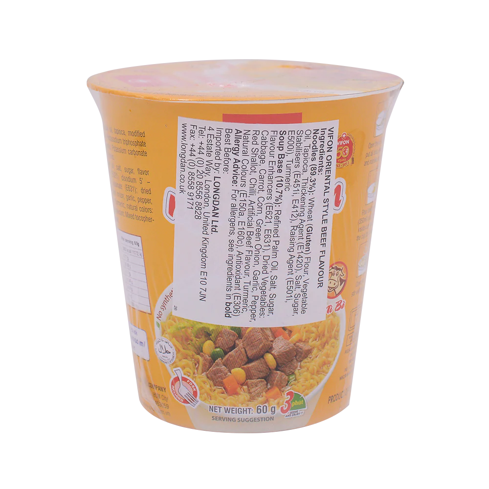 Vifon Oriental Style Beef Flavour Cup 60g - Image 2