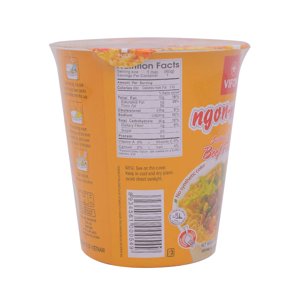 Vifon Oriental Style Beef Flavour Cup 60g - Image 3
