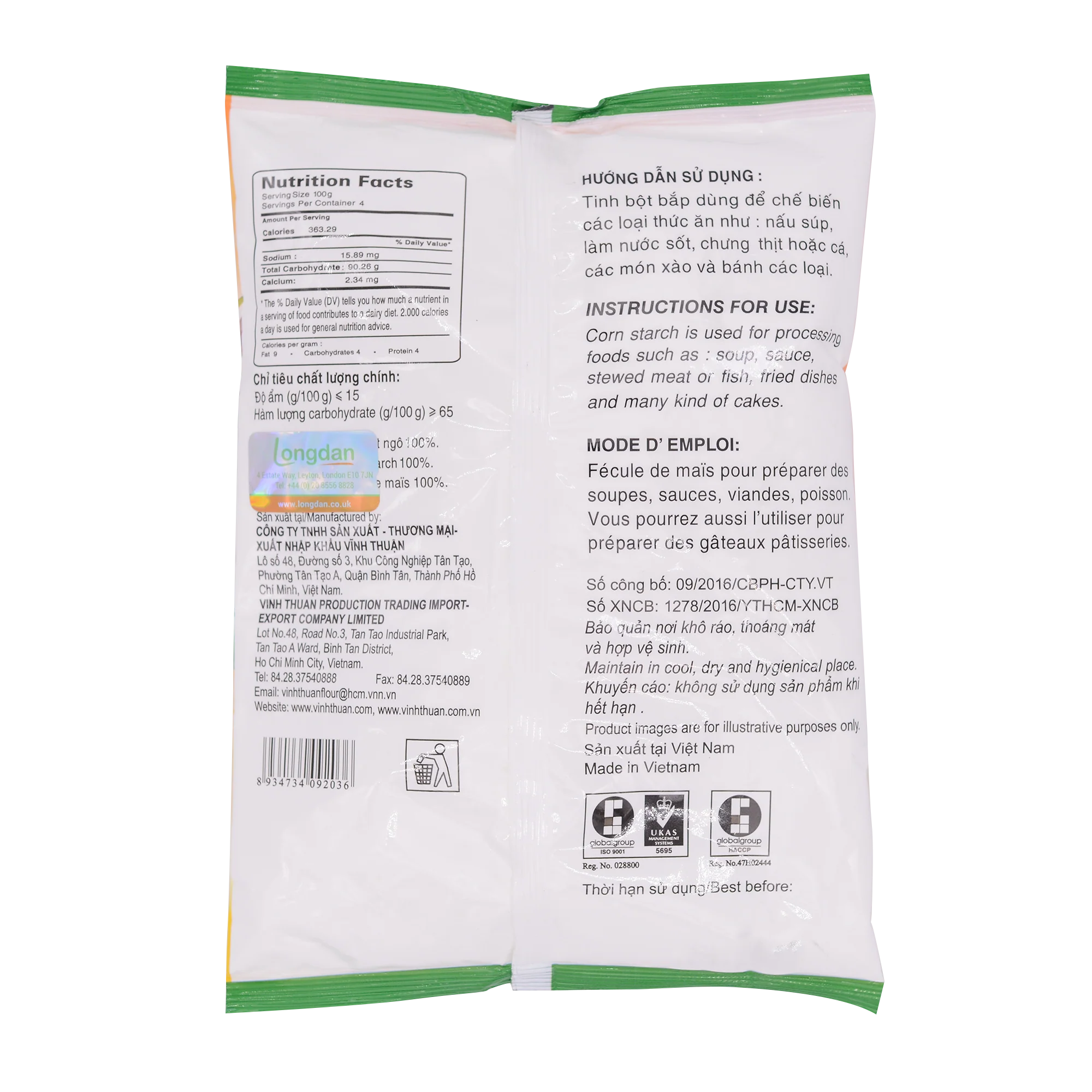 Vinh Thuan Corn Starch 400g - Image 2