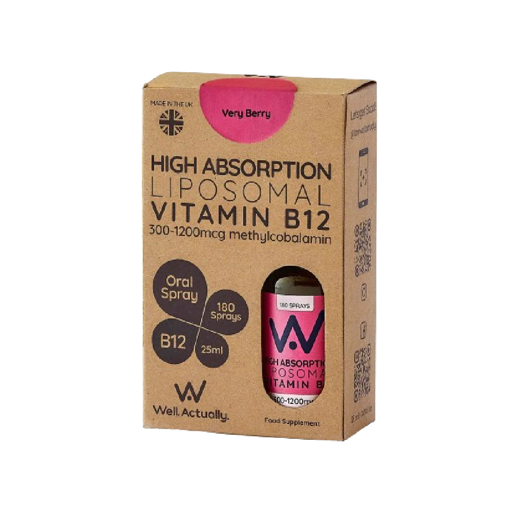 WELL ACTUALLY Liposomal Vitamin B12 Methycobalamin 300 - 1200mcg Spray Very Berry Flavour 25ML