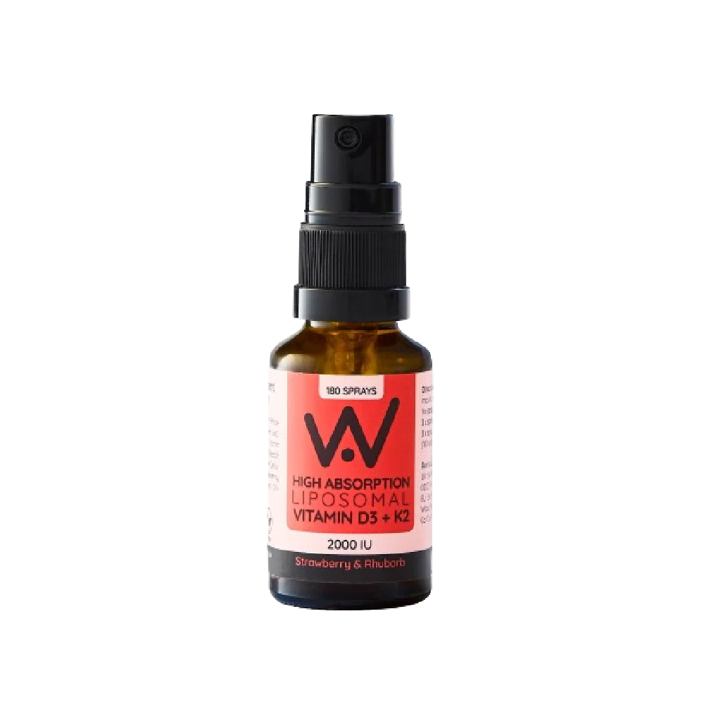 WELL ACTUALLY Liposomal Vitamin D3 + K2 Spray 2000IUs Strawberry Rhubarb Flavour 25ML